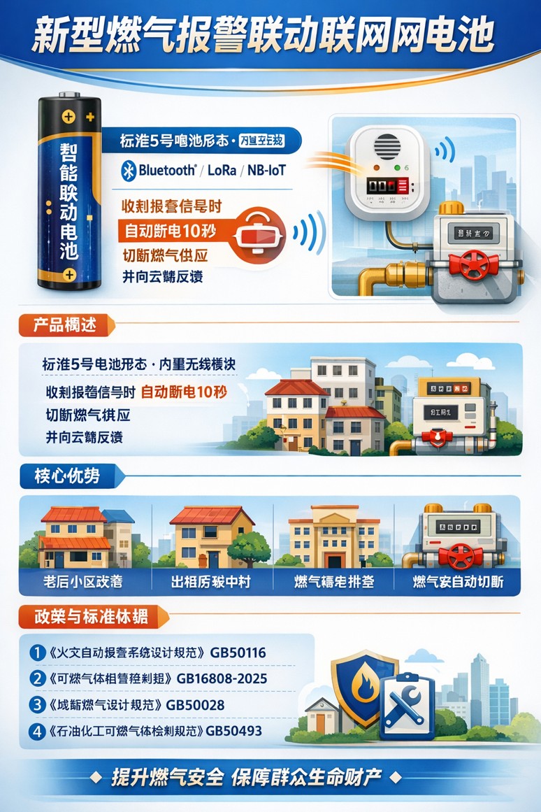 新型燃气报警联动物联网电池