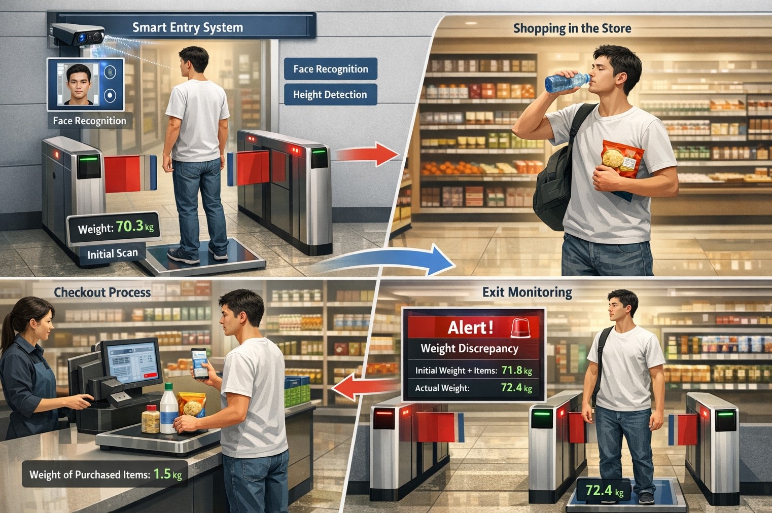 基于多模态称重与身份识别的新型防盗系统